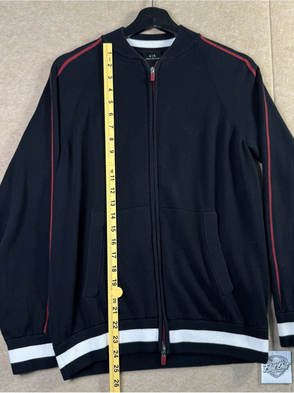 Armani Exchange A|X Black Full Zip Knit Varsity Jacket Red Spellout Small - Picture 4 of 6
